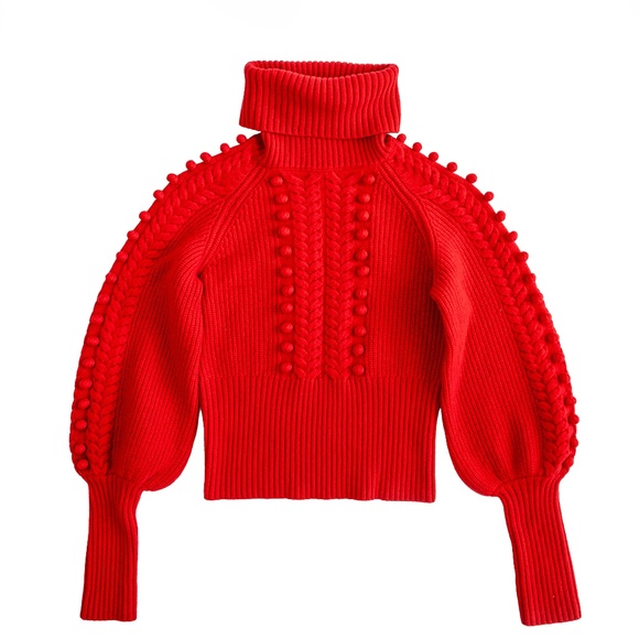 Temperley London Chrissie Sweater Red Turtleneck Popcorn Knit 100% Wool Size XS - Picture 7 of 12
